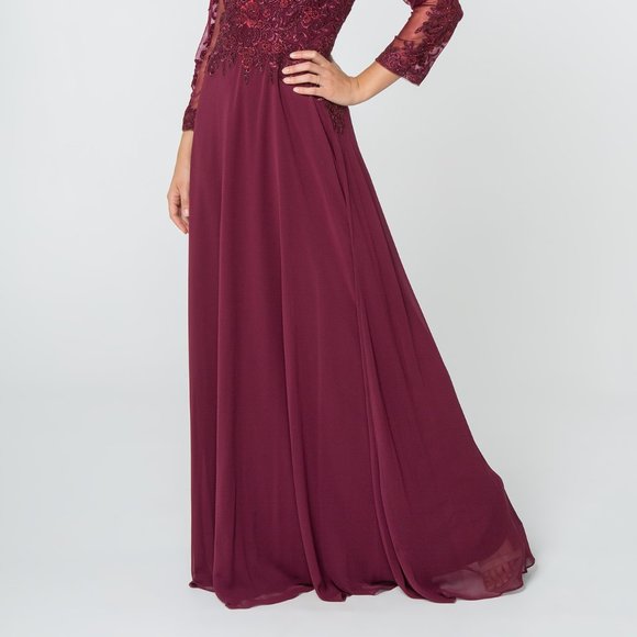 Lace Bodice V-Neck A-Line Prom Dress GSGL2825 - Picture 8 of 9